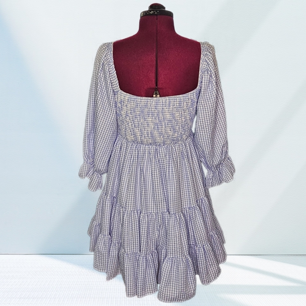 Mable Gingham Babydoll Cottagecore Ruffle Mini Flirty Dress - Picture 5 of 14